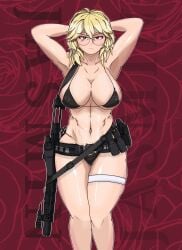 1female 1females 1girl 1girls 2d 2d_(artwork) 2d_artwork anonymous_artist barracks_bunny bikini_top blonde_hair boobs breasts digital_drawing_(artwork) digital_media_(artwork) female female_focus female_only glasses grave/digger gun hair light-skinned_female light_skin military military_girl military_uniform revealing_clothes roblox roblox_game robloxian round_glasses royal_nation_(grave/digger) shotgun soldat_(grave/digger) solo solo_female solo_focus tactical_gear tagme tits weapon weapons
