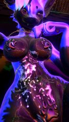 anthro bodily_fluids cum cum_covered female flickfluff genital_fluids hi_res messy pasties rexouium solo sweat vaginal_fluids