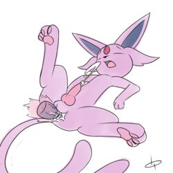 anal anal_sex animal_genitalia animal_penis balls canine_penis cum eeveelution espeon feral fur kaykitten knot male male_only multiple_males nintendo open_mouth penetration penis plain_background pokemon pokemon_(species) purple_fur sex tongue video_games yaoi