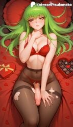 1futa 2026 ai_assisted ai_generated anime artist_name bow bow_bra bow_panties box breasts bust c.c. chocolate cock code_geass dick explicit falling_petals futanari gift gift_box green_hair heart-shaped_chocolate hi_res high_quality high_resolution highres long_hair pantyhose patreon patreon_username penis petals pillow red_bra red_panties rose_petals stable_diffusion torn_clothes torn_legwear tsukoneko valentine valentine's_day valentines_day watermark yellow_eyes