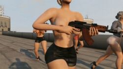 3d 3d_animation ak-47 animated artist_request bare_shoulders black_miniskirt black_skirt bouncing_breasts bouncing_tits burning cleavage dead death erect_nipples explosion expressionless grand_theft_auto grand_theft_auto_v grenade huge_ass large_breasts large_tits lowres mature_woman miniskirt multiple_females nameless_character navel purple_miniskirt rockstar_editor shooting_gun short_skirt skirt skirt_only skyscraper submachine_gun tomboyish unbothered unnamed_characters upskirt