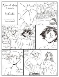 biceps breasts female grandmasterlucilious kasumi_(pokemon) male muscular_arms pecs pokemon satoshi_(pokemon)