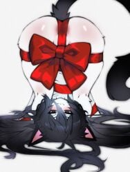 anus anus_peek bow bunny_bunkai cat_ears cat_girl cat_tail catgirl christmas fluffy tagme tied_up twitter twitter_user_oc
