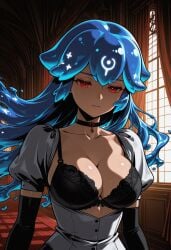 1girls ai_generated bao bao_(vtuber) bao_the_whale blue_hair civitai cleavage female female_focus female_only hylian_r34 indie_virtual_youtuber indie_vtuber liquid_hair long_hair red_eyes tagme virtual_youtuber vtuber