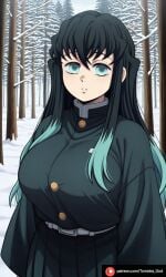 1girls ai_generated anime big_breasts breasts demon_slayer female forest kimetsu_no_yaiba long_hair muichiro_tokitou patreon patreon_artist patreon_link patreon_username rule_63 sexy sexy_body sexy_female