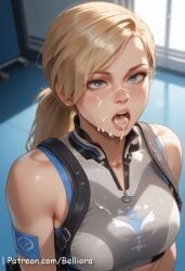 1girls ai_generated ass belliora blonde_hair blue_eyes blush breasts cassie_cage cowgirl_position cum cum_in_mouth cum_on_face duo erection eyebrow_piercing female female_on_cloth from_behind huge_ass indoors lips looking_at_viewer male mortal_kombat mortal_kombat_11 mortal_kombat_1_(2023) motion_lines netherrealm_studios open_mouth patreon_logo patreon_username pussy reverse_cowgirl_position sex sex_from_behind solo_focus straight vaginal_penetration veins veiny_penis window
