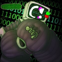 anthro anus ass badware_(die_of_death) big_butt binary_code blush butt_focus die_of_death_(roblox) distracting_watermark electronics for_a_head green_anus hi_res huge_butt machine male object_head perineum puffy_anus pushbutton raphe_(anatomy) rear_view robot rule34.xxx screen screen_face screen_head smile smirk solo swirlspicysoup television tv_head watermark