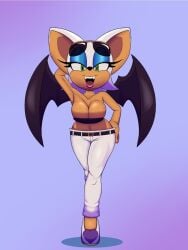 2d 2d_(artwork) 2d_artwork about_to_burst barely_contained barely_contained_breasts barely_fits bat_ears bat_wings big_ass big_boobies big_breasts big_titties blue_eyeshadow breasts_too_big bursting_breasts dark-skinned_female deliciouscake eyelashes fangs hourglass_figure hourglass_figured_female imminent_wardrobe_malfunction open_smile pink_lipstick rouge_the_bat sega sonic_(series) sonic_the_hedgehog_(series) sunglasses sunglasses_on_head thin_waist tight_fit too_tight top undersized_clothes undersized_clothing white_pants wide_hips wide_thighs