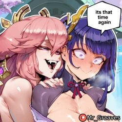 ai_generated caption comic comic_page genshin_impact image_set mr_graaves raiden_shogun yae_miko