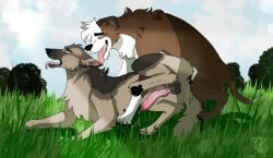 absurd_res anal anal_sex animal_genitalia animal_penis anus balls blissful_mouth bodily_fluids brown_body brown_fur bublijoestar canid canine canine_genitalia canine_penis canis cum digital_media_(artwork) domestic_dog drooling duo erection fan_character feral feral_on_feral feral_penetrated feral_penetrating feral_penetrating_feral fur genital_fluids genitals german_shepherd hair herding_dog hi_res knot knotted_penis knotting light male male/male male_penetrating mammal muscular muscular_male nature nature_background nico_(bublijoestar) nude open_mouth pastoral_dog penetration penile penis pit_bull precum saliva saliva_string sex smile sunlight tail tongue tongue_out white_body white_fur