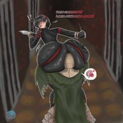 1boy ambiguous_gender angry angry_expression angry_face asian bald big_ass big_hips black_hair black_makeup cock huge_ass huge_hips interracial jae-yoon jae_yoon knife labirinto_(ordem_paranormal) licking_ass light-skinned_male light_skin male male/ambiguous massive_ass non_binary ordem_paranormal ordem_paranormal_hexatombe portuguese_text red_lipstick scars sex small_waist squirlsquirtle sucking_ass surprised tagme tongue