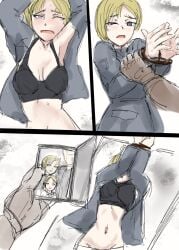 1girls blonde_hair captured comic defeated fat00x1 female female_soldier imminent_rape imminent_sex original picture restrained spoils_of_war tagme tied_hands uniform