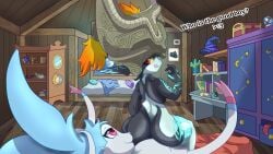 1girls crossover duo female imp_midna midna moonlight naked pokemon pokemon_(species) sylveon tree_house