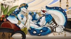 1boy big_dick onejojo_(artist) original_character snow_leopard wine wine_glass