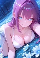 1girls ai_generated big_breasts female female_only kimi_no_koto_ga_dai_dai_dai_dai_daisuki_na_100-nin_no_kanojo saiki_himeka slut slutty_female star-shaped_pupils symbol-shaped_pupils