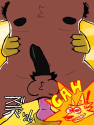 2026 anal anal_sex animal_genitalia animal_penis anthro armpit_hair bear bodily_fluids body_hair canid canine canine_genitalia canine_penis duo exclamation_point fox genitals holding_stomach male male/male mammal nipples onomatopoeia penetration penis polar_bear pop_(zubonorpants) sheath sound_effects sweat text ursine yellow_body zor_(zubonorpants) zubonorpants