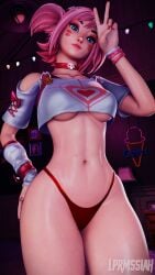 1female 1girls 2026 3d armwear bracelet bracelets breasts choker colored_nails crop_top curvy epic_games esme_(fortnite) eyeshadow face_markings female female_only fortnite fortnite:_battle_royale hair_ornament hairclip hand_on_hip legs_together lepermessiah light-skinned_female light_skin light_skinned_female lipstick looking_at_viewer looking_down looking_down_at_viewer makeup nail_polish neckwear painted_nails panties peace_sign pink_hair pink_hair_female pink_lipstick red_nail_polish red_nails revealing_clothes solo solo_female standing thighs thighs_together twintails underboob v_sign