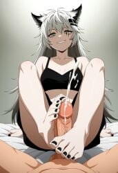 ai_generated arknights foot_fetish footjob lappland_(arknights)