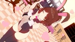 1girls 3d_model brown_eyes brown_hair bunny_ears bunny_girl bunnysuit danganronpa danganronpa_another fanganronpa female female_only koikatsu koikatsu_(medium) one_eye_closed only_female ponytail taira_akane thighhighs wink