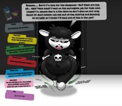 anthro anthro_female baba_chops baba_chops_(poppy_playtime) black_sheep critters_(poppy_playtime) fetal_movement kicking_(pregnancy) looking_to_the_side mob_entertainment nightmare_critters poppy_playtime poppy_playtime_(chapter_4) pregnant pregnant_anthro pregnant_belly pregnant_female sheep sheep_girl talking_to_offscreen