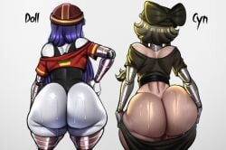 ai_generated black_hair bow cyn_(murder_drones) cyntessa_(murder_drones) doll_(murder_drones) female female_only glitch_productions hat helmet huge_ass murder_drones purple_hair red_headwear red_helmet sweat sweatdrop sweaty_ass tessa_elliot worker_drone