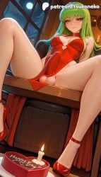 1futa 2026 ai_assisted ai_generated anime artist_name c.c. cleavage_cutout clothing_cutout cock code_geass cum dick dress ejaculation explicit futanari green_hair hi_res high_heels high_quality high_resolution highres indoors legs_apart long_hair night patreon patreon_username penis red_dress red_footwear shoes sky solo spread_legs stable_diffusion testicles tsukoneko valentine's_day valentines_day watermark window