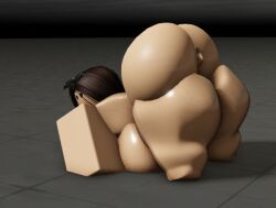 1girls 3d anus ass barefoot baseplate big_breasts breasts brown_hair completely_nude completely_nude_female female female_only full_body iamagamingpro long_hair lowres naked naked_female nude nude_female roblox robloxian solo solo_female