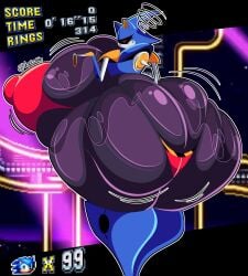 1girls big_ass big_breasts black_body blue_body bra dissappointed_look eyelashes feminization game_hud hud huge_ass huge_breasts hyper_ass hyper_breasts metal_sonic metal_sonique nipples_visible_through_clothing panties red_clothing robot rule_63 small_panties sonic_(series) sonic_cd sonic_mania sonic_the_hedgehog_(series) squeezing_breasts sweat sweaty tagme voctopie