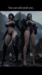 abs ai_generated animated beautiful belt bewitching black body boots breasts cleavage full garter hair heel high huge legs long medium short tagme thighs video