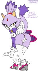 2015 anthro anus areola ass blaze_the_cat breasts cat english_text erect_nipples exwolf85 feline female female_only fur habbodude mammal nipples presenting presenting_hindquarters pussy sega solo sonic_(series) text