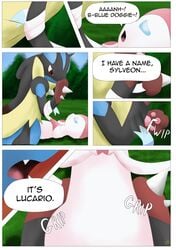 arti4000 comic dialogue eeveelution female lucario male mega_evolution mega_lucario moan nintendo penis pokemon pokemon_(species) pokephilia pussy sex sylveon vaginal_penetration video_games