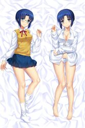 blushdakimakura ciel ciel_(tsukihime) dakimakura glasses knee_socks kneehighs kneesocks panties schoolgirl_uniform socks socks_removed solo tonee tsukihime type-moon white_panties white_socks