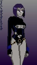 breasts dc dc_comics female invisiblebucket nipples pixel_art pussy rachel_roth raven_(dc) solo straight_hair teen_titans torn_clothes