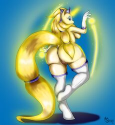 2015 anthro anthrofied anus ass cutie_mark dock equine eyeshadow female gloves glowing hair half-closed_eyes horn legwear long_hair looking_at_viewer magic makeup mammal my_little_pony pussy radiant_glow solo suirano thigh_highs unicorn