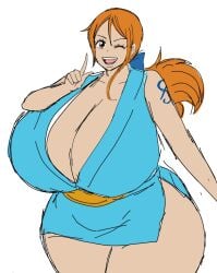 1girls 2d 2d_(artwork) alternate_body_type alternate_breast_size arm_down bare_shoulders big_breasts blue_clothing breasts breasts_bigger_than_head brown_eyes brown_eyes_female busty busty_female busty_girl curvy curvy_body curvy_female curvy_figure digital_drawing_(artwork) digital_media_(artwork) female female_focus female_only hips hips_wider_than_shoulders huge_breasts large_breasts legs light_skin light_skinned_female looking_at_viewer mature mature_woman momiji_(artist) momijizx nami nami_(one_piece) one_piece open_mouth orange_hair orange_hair_female pirate pirate_girl shounen_jump simple_background smile smiling smiling_at_viewer solo solo_female solo_focus tattoo tattoo_on_shoulder thick_legs thick_thighs thighs thighs_bigger_than_head upper_body white_background wide_hips wink winking winking_at_viewer