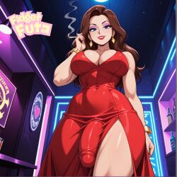 1futa ai_generated bracelets cigarette donkey_kong_(series) dress fidget_futa futa_only futa_sans_pussy futanari gold_jewelry mario_(series) nintendo pauline pauline_(mario) red_lipstick red_nails skin_tight super_mario_bros.