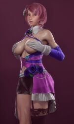 1girls 3d alisa_bosconovitch armpits bandai_namco bare_armpits belly_button big_breasts breast_grab breasts breasts_out covering_nipples den549 garter_straps looking_at_viewer pose posing shaved_armpit shocked shocked_expression tagme tekken tekken_6 tekken_6_bloodline_rebellion thick_thighs topless topless_female