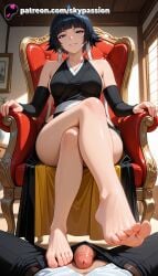 1boy 1girls 2025 ai_assisted ai_generated anime armchair artist_name bangs bare_shoulders barefoot big_penis black_dress black_hair bleach bleach:_the_thousand-year_blood_war blunt_bangs breast breasts bridal_gauntlets bust chair chest clothes_lift cock crossed_legs detached_sleeves dick earrings explicit feet feet_fetish female femdom foot_fetish foot_focus foot_play footjob hi_res high_quality high_resolution highres indoors jewelry lifted_by_self looking_at_viewer pants patreon patreon_username penis short_hair sitting skypassion smile soifon soles stable_diffusion straight sui-feng toejob toenail_polish toenails toes two-footed_footjob watermark