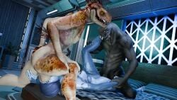 2boys alien animated big_balls big_penis blowjob cortana double_penetration female forced forced_oral forced_vaginal gamingarzia halo_(series) holding_arm holding_leg kig-yar male male_on_top muscular_male on_back on_bed oral penetration penis pussy sangheili short_hair size_difference smaller_female sound tagme vaginal_penetration video