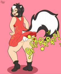 1girls alternate_version_available betty_(enderboss99) commission enderboss99 fart fart_fetish farting female skunk_ears skunk_girl skunk_tail