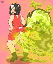 1girls alternate_version_available betty_(enderboss99) commission enderboss99 fart fart_cloud fart_fetish farting female skunk_ears skunk_girl skunk_tail