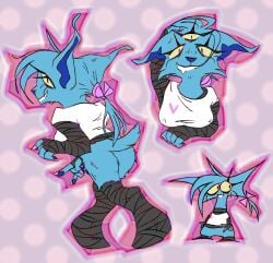 1girls 3_eyes abstract_background anthro anthro_only anthrofied ass ass_focus bandages bangs bangs_over_eyes bare_ass black_bandages blue_fur blue_hair blue_nose blue_pawpads bottomless bottomless_female bow breasts chibi claws downturned_eyes drooling ears_down eyelashes feline female female_focus female_only fingerless_gloves full_body fur furry furry_ass furry_female furry_only genderswap_(mtf) grin hand_behind_head heart heart_symbol horny_female kurkanos_(artist) long_ears long_eyelashes long_hair long_hair_female looking_back looking_down looking_down_at_viewer lynx nail_polish nipples_visible_through_clothing painapple_(webcomic) painted_nails partially_clothed pawpads pink_claws pink_nails pink_ribbon ponytail posing pulling_hair ribbon ribbons rule_63 seductive seductive_smile sharp_ears sharp_fingernails shirt shirt_only short_tail sign_of_the_horns small_pupils smile snout solo solo_female solo_focus straight_hair thighhighs thrison tied_hair tired_eyes tucking_hair two_panel_image walking yellow_eyes