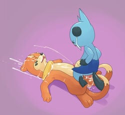 anal anal_sex argon_vile balls buizel closed_eyes cowgirl_position cum cum_covered cum_on_face cum_on_ground cum_string cumshot dewott duo erection excessive_cum high-angle_shot leaking leaking_anus lying male messy nintendo on_back open_mouth orgasm penetration penis pokemon pokemon_(species) sheath yaoi