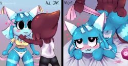 bed big_ass big_breasts blossom_buddy_yatta blot_(dandy's_world) blue_skin breasts completely_nude_female dandy's_world female female_penetrated flower fucked_from_behind grabbing_ass grabbing_sheets heart-shaped_pupils ink male male/female panties pinata pussy pussy_juice pussy_juice_drip red_body roblox shirt showing_ass sperm_cell vaginal_penetration yatta_(dandy's_world)