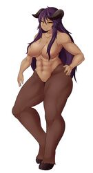 1girls abs big_breasts breasts doom hdoom hell_knight_(doom) hooves horns looking_at_viewer meganemausu muscular muscular_female orange_eyes posing purple_hair tagme video_games