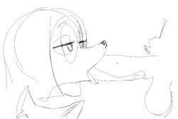 female from_side glasses greyscale monochrome profile sketch