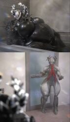 bbw big_breasts big_penis breasts cleavage female huge_breasts huge_cock irona_(qzk_forte) mag_(warframe) male nezha_(warframe) overweight penis qzk_forte tagme thick_thighs warframe wide_hips