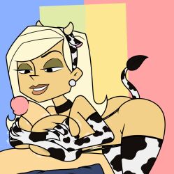 agent_k big_breasts breasts cowprint disney faceless_male female female_focus karen_daring male male/female milf paizuri penis takeshi1000 the_replacements white_hair