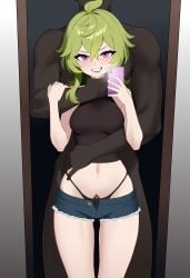 1boy 1girls bitch black_lipstick blacked collei_(genshin_impact) corrupted corruption cuckold dark-skinned_male dark_skin dominant_male evil_smile female genshin_impact hoyoverse hug hug_from_behind interracial lord_dante male mihoyo netorare ntr qos queen_of_spades sadic_smile sadism selfie smile whore_eyes