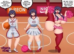 1girls abs athletic athletic_female background basket basketball basketball_(ball) basketball_court basketball_uniform belly belly_button big_ass big_breasts bimbo bimbo_body bimbo_lips bimbofication bimbofied blue_hair brain_drain brainwashed brainwashing breast_expansion breasts breasts_bigger_than_head cheerleader cheerleader_costume cheerleader_outfit cheerleader_uniform color dumb english_text female feminization hair_growth high_heels hinata-hime huge_ass huge_breasts hypnosis identity_death iq_loss kanbaru_suruga large_ass large_breasts legs makeup mental_transformation mind_control monogatari_(series) muscle_girl muscles personality_change pompoms red_panties short_hair short_skirt skilled sport strong strong_female text thick_thighs thighhighs thong tomboy tomboyish
